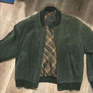Green Suede Bomber Jacket